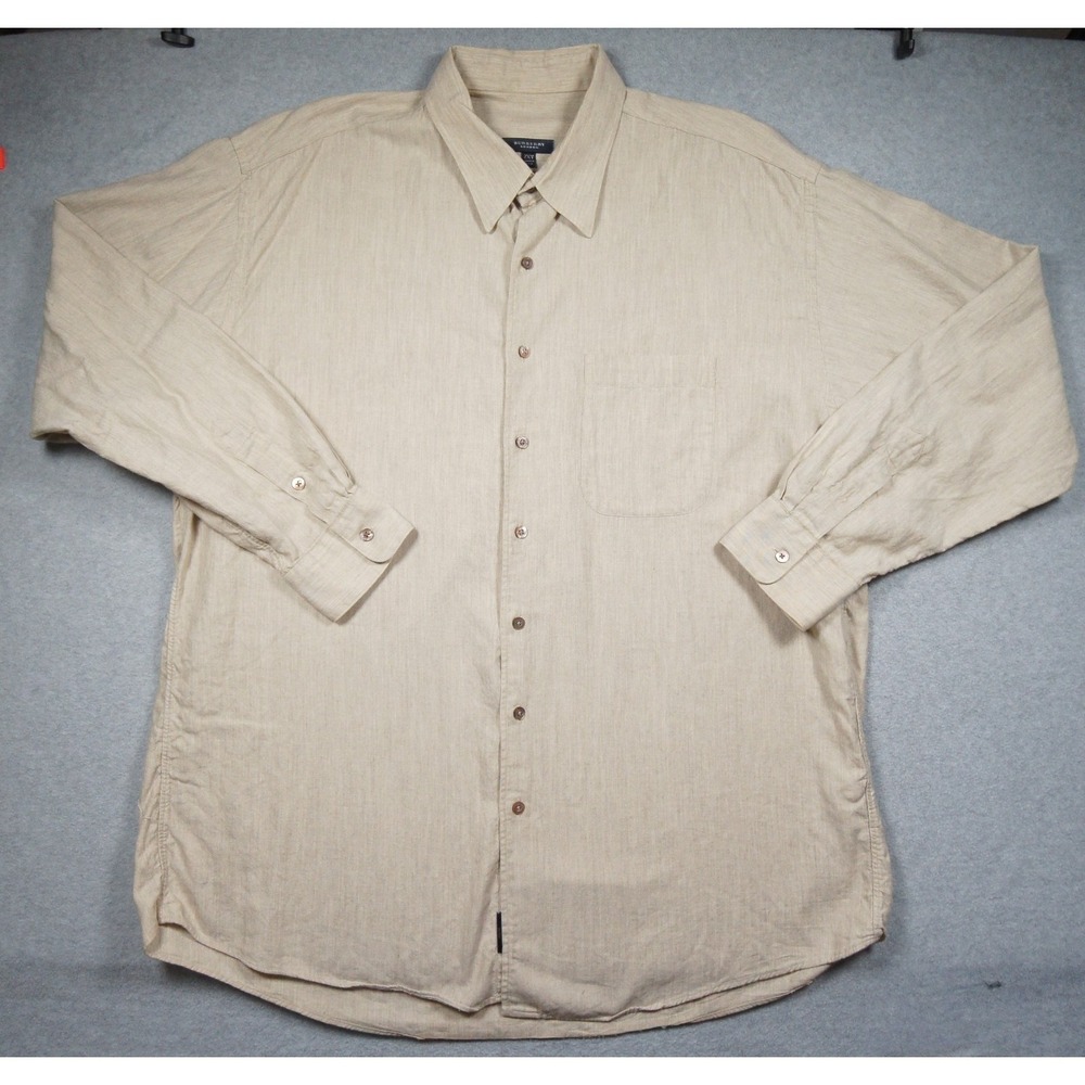 Burberry Shirt Mens 2XT Beige Button Up Long Sleeve XXL Tall Luxury Adult FLAW*